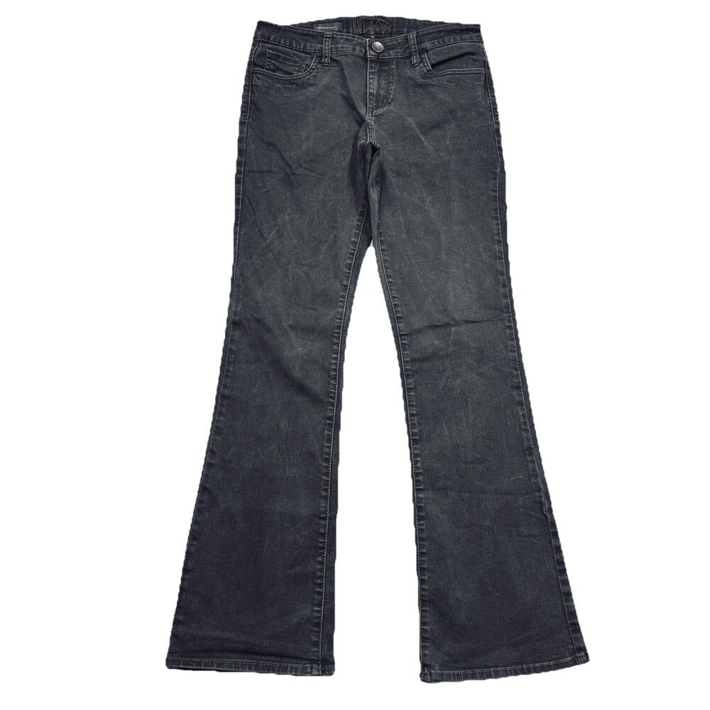 Kut from the Kloth Farrah Baby Boot Cut Jeans 8 (30x31.5) Charcoal Stretch Women